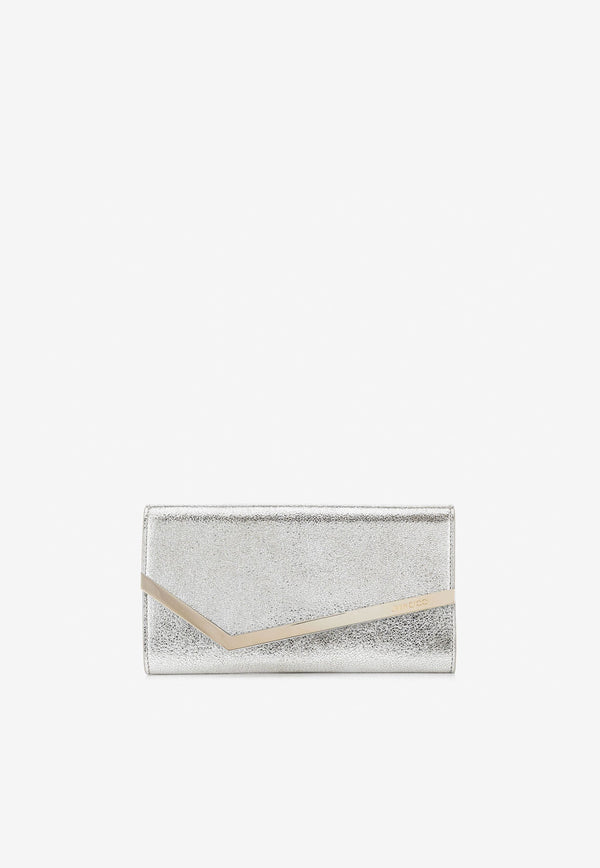 Jimmy Choo Emmie Glittered Clutch Bag Silver EMMIE GLE CHAMPAGNE