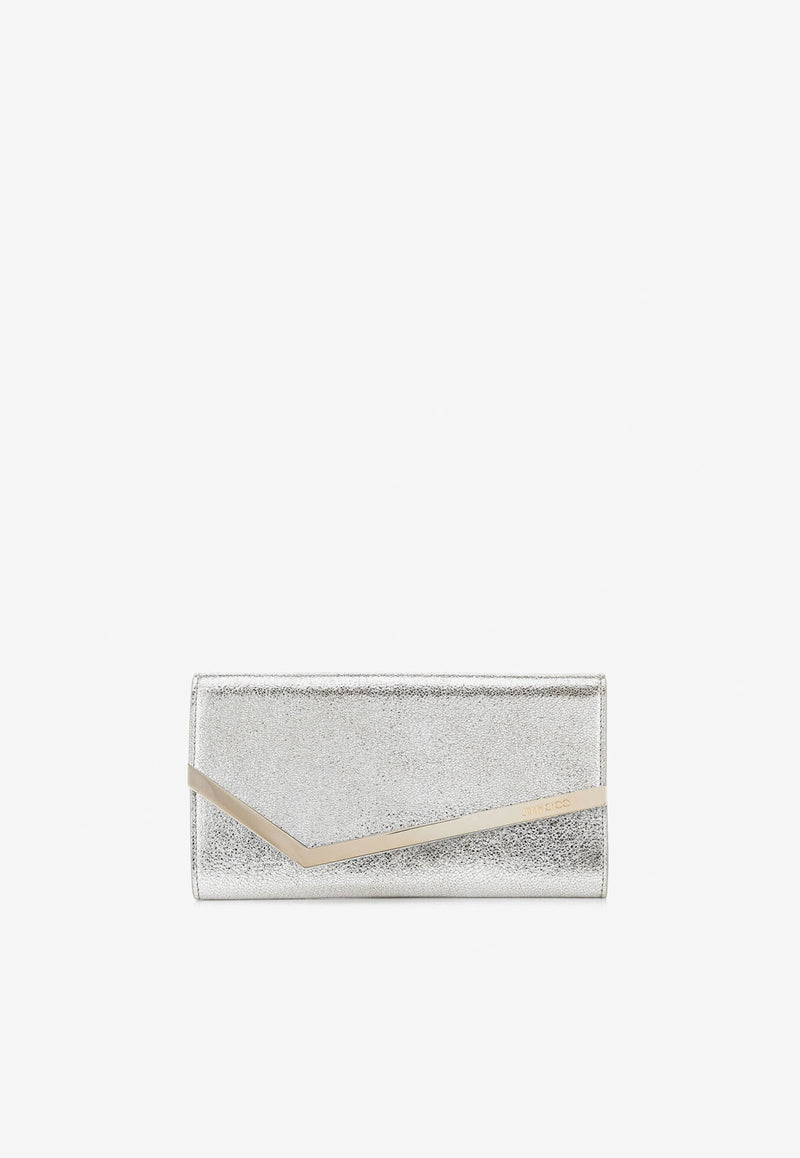 Jimmy Choo Emmie Glittered Clutch Bag Silver EMMIE GLE CHAMPAGNE