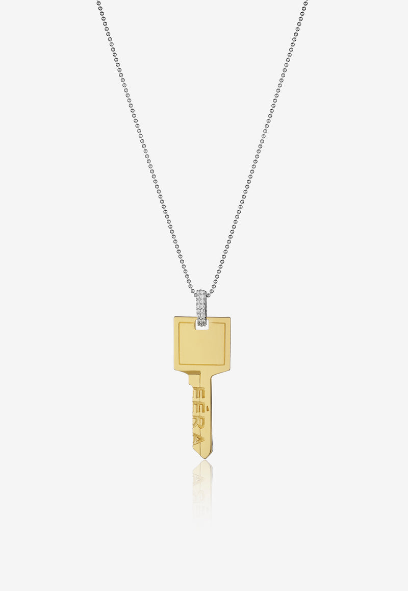 Special Order - Key Necklace in 18-karat Yellow Gold with Diamonds