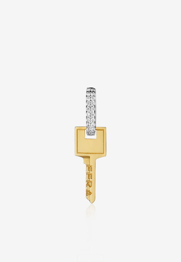 Special Order - Small Key Single Earring in 18-karat Yellow Gold with Diamonds