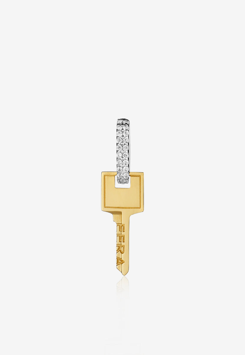 Special Order - Small Key Single Earring in 18-karat Yellow Gold with Diamonds