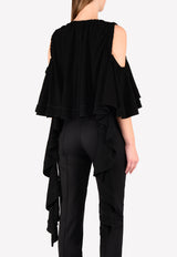 Ellery Black Baby Cold-Shoulder Ruffle Crop Top 7FT897CRS