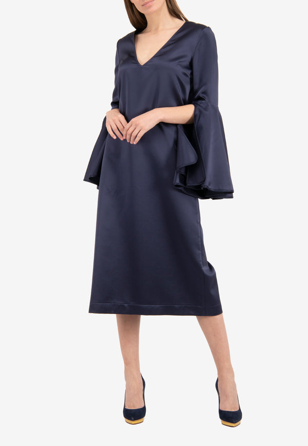 Clover Bell Sleeve Silk Shift Dress