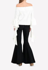 Ellery White Delores Off-Shoulder Bell Sleeves Top