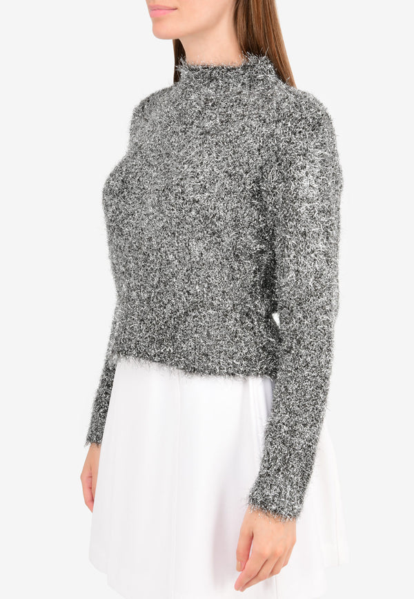 Vaporize Metallic Knit Long Sleeve Sweater