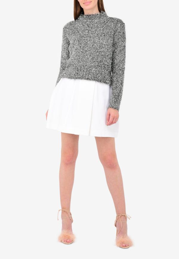 Vaporize Metallic Knit Long Sleeve Sweater