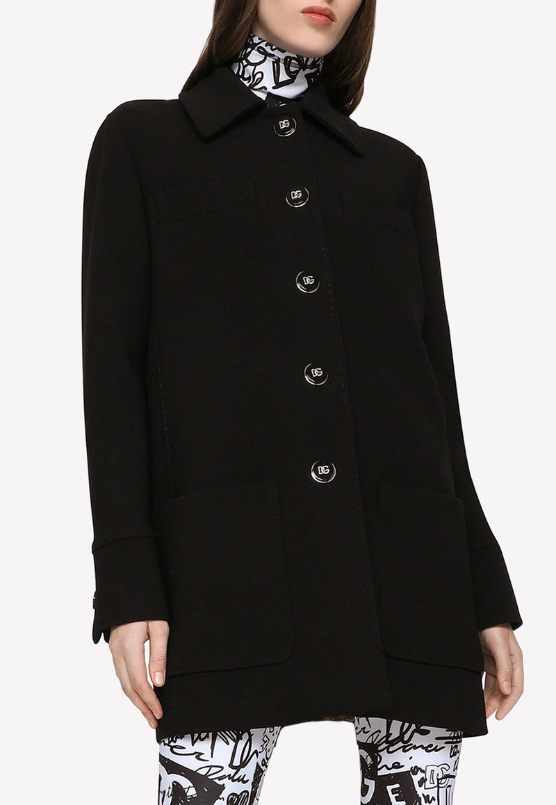 Dolce 
Gabbana Double Crepe Buttoned Coat Black F0C1IT FU3QE N0000