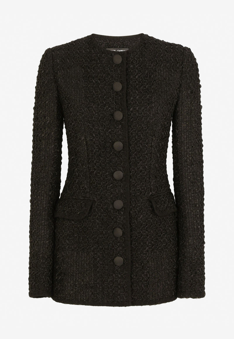 Dolce 
Gabbana Single-Breasted Tweed Jacket Black F26D3T HUMKJ N0000