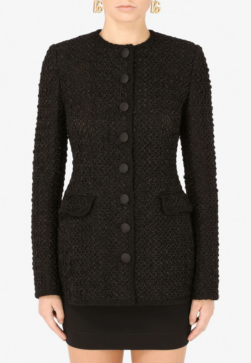 Dolce 
Gabbana Single-Breasted Tweed Jacket Black F26D3T HUMKJ N0000