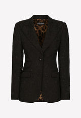 Dolce 
Gabbana Ornamental Jacquard Single-Breasted Blazer Black F29DOT FJUBL N0000