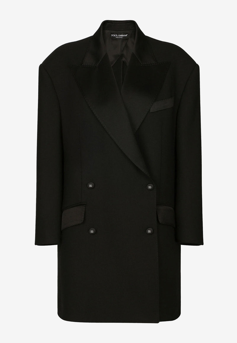 Dolce 
Gabbana Double-Breasted Oversized Tuxedo Blazer Black F29QJT GDAWN N0000