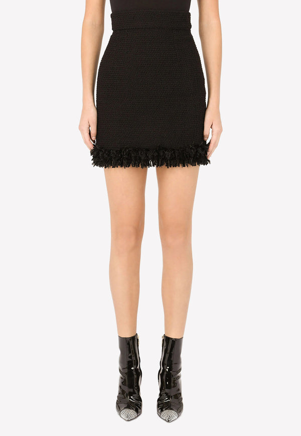 Dolce 
Gabbana High-Rise Bouclé Mini Skirt Black F4B4WT FU3JL N0000