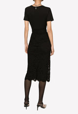 Dolce 
Gabbana High-Waist Lace Midi Skirt F4B7IT FLRE1 N0000 Black