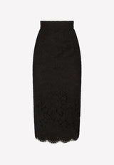 Dolce 
Gabbana High-Waist Lace Midi Skirt F4B7IT FLRE1 N0000 Black