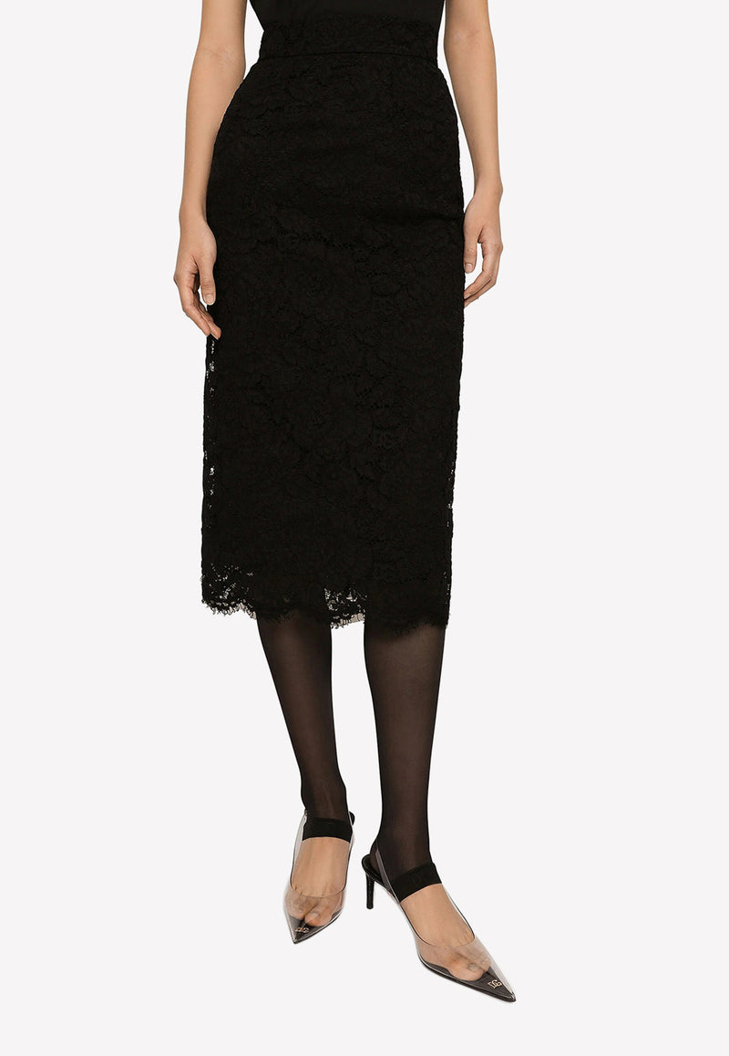 Dolce 
Gabbana High-Waist Lace Midi Skirt F4B7IT FLRE1 N0000 Black