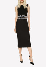 Dolce 
Gabbana Logo Waistband Midi Pencil Skirt Black F4CEOT FUUBD N0000