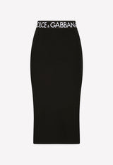 Dolce 
Gabbana Logo Waistband Midi Pencil Skirt Black F4CEOT FUUBD N0000