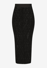 Dolce 
Gabbana All-over DG logo Tulle Midi Skirt Black F4CHZT FLEAQ N0000