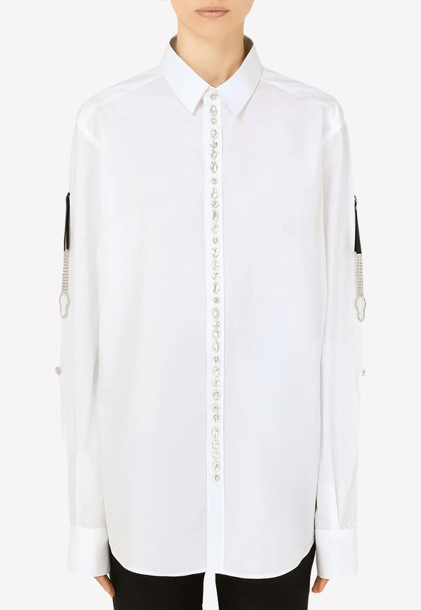 Dolce 
Gabbana Crystal Embellished Cotton Shirt White F5P47Z FU5TI W0800