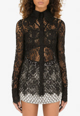 Dolce 
Gabbana Long-Sleeved Lace Shirt Black F5P70T FLSFV N0000