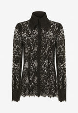 Dolce 
Gabbana Long-Sleeved Lace Shirt Black F5P70T FLSFV N0000