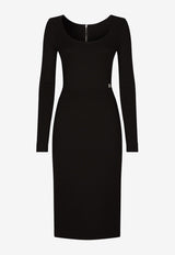 Dolce 
Gabbana Milano Rib Midi Dress with DG Logo Black F6ARMT FUGPN N0000