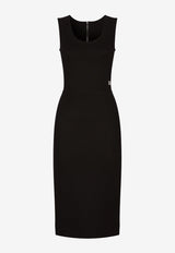 Dolce 
Gabbana Milano Rib Midi Dress with DG Logo Black F6ARNT FUGPN N0000