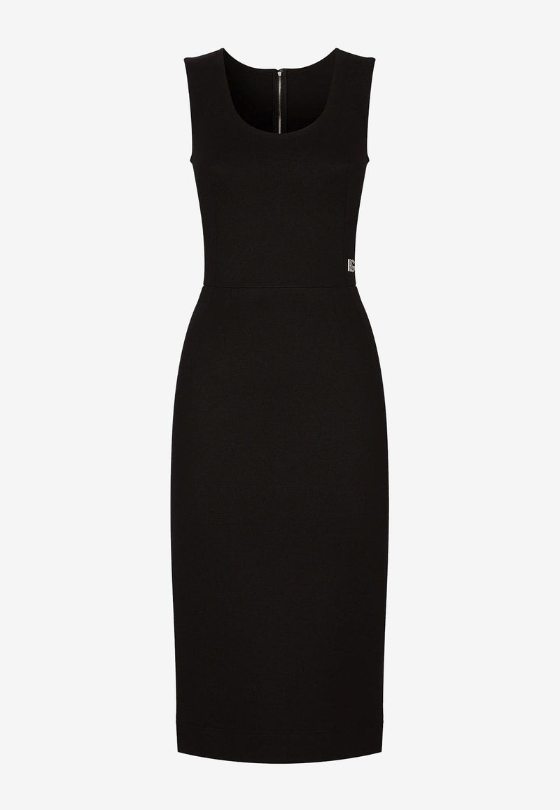 Dolce 
Gabbana Milano Rib Midi Dress with DG Logo Black F6ARNT FUGPN N0000