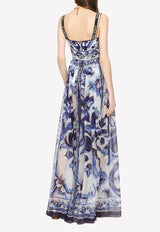 Dolce 
Gabbana Majolica Print Chiffon Maxi Dress Blue F6J8BT HI1BJ HA3TN