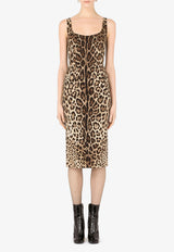 Dolce 
Gabbana Leopard Print Charmeuse Midi Dress Brown F6R7LT FSADD HY13M