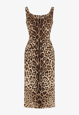 Dolce 
Gabbana Leopard Print Charmeuse Midi Dress Brown F6R7LT FSADD HY13M