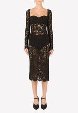 Dolce 
Gabbana Lace Scalloped Detailing Midi Dress Black F6ZB4T FLM96 N0000