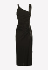 Dolce 
Gabbana Asymmetric Stretch Sable Midi Ruched Dress Black F6ZB7T FURGC N0002