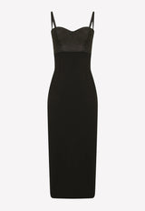 Dolce 
Gabbana Jersey and Satin Sleeveless Midi Dress Black F6ZT4T FUGKF N0000