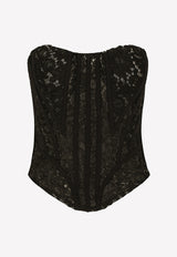 Dolce 
Gabbana Lace Detail Bustier Cropped Top Black F75I8T FLM0A N0003