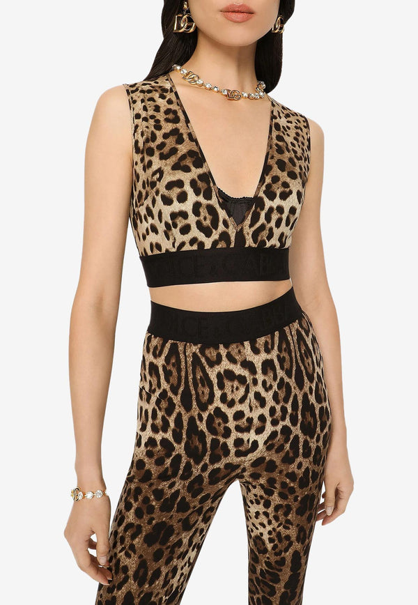 Dolce 
Gabbana Leopard-Print Charmeuse Cropped Top Brown F772ET FSADD HY13M