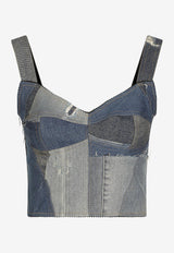 Dolce 
Gabbana Patchwork Denim Corset Top Denim F7W98D GDBEJ S9000