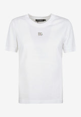 Dolce 
Gabbana Crystal DG Logo T-shirt White F8N08Z G7B3U S9000