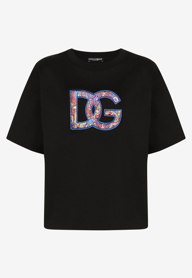 Dolce 
Gabbana DG Embroidered Crewneck T-shirt Black F8O48Z G7B7U N0000