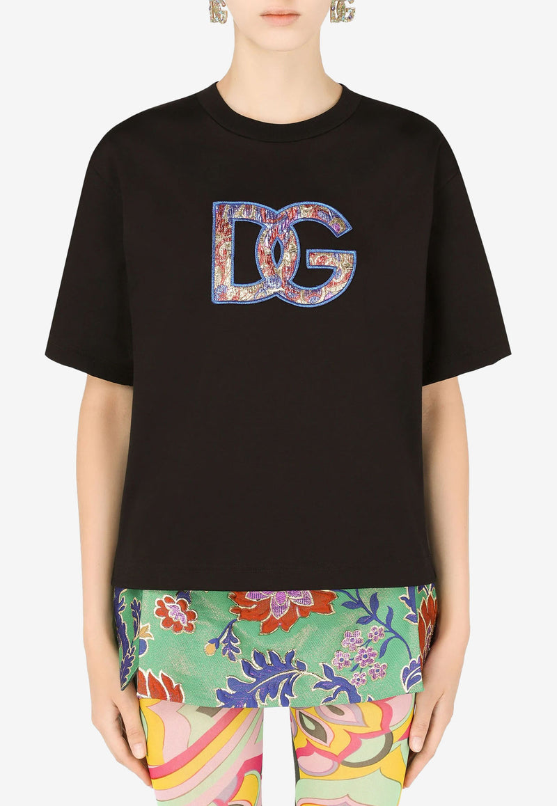 Dolce 
Gabbana DG Embroidered Crewneck T-shirt Black F8O48Z G7B7U N0000