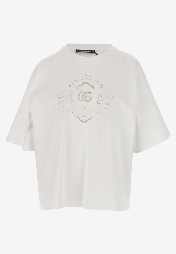 Dolce 
Gabbana Cut-Out Embroidered T-shirt White F8P31Z HU7H8 W0800