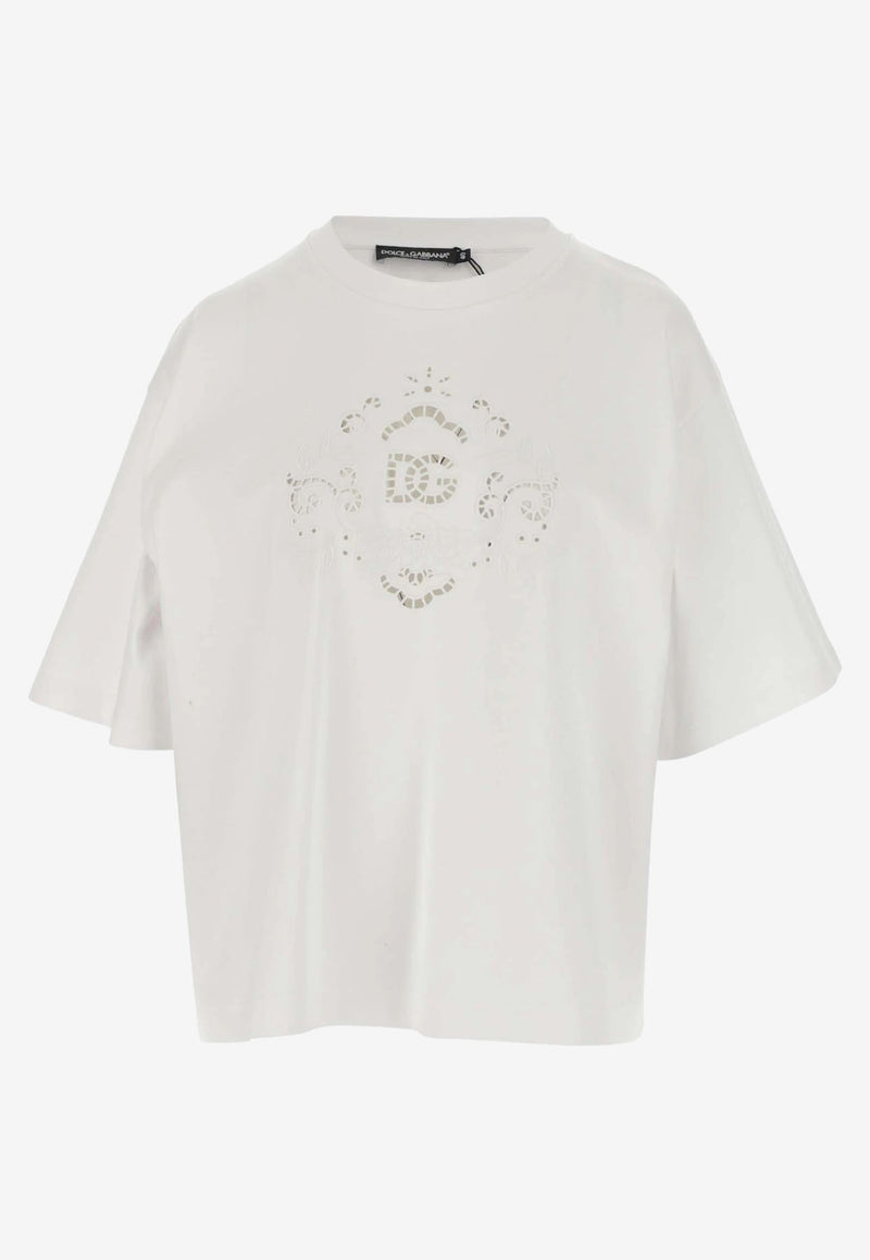 Dolce 
Gabbana Cut-Out Embroidered T-shirt White F8P31Z HU7H8 W0800