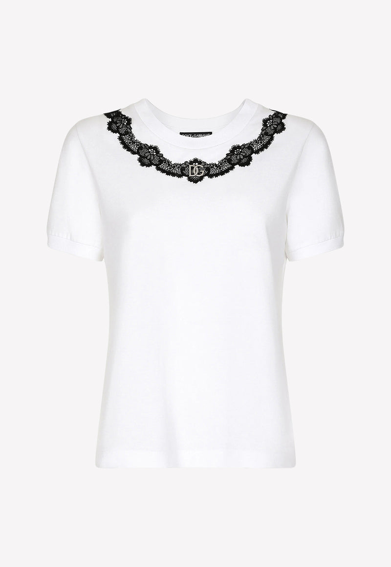 Logo T-shirt with Lace Insert Dolce 
Gabbana F8T00Z G7H1Z W0800