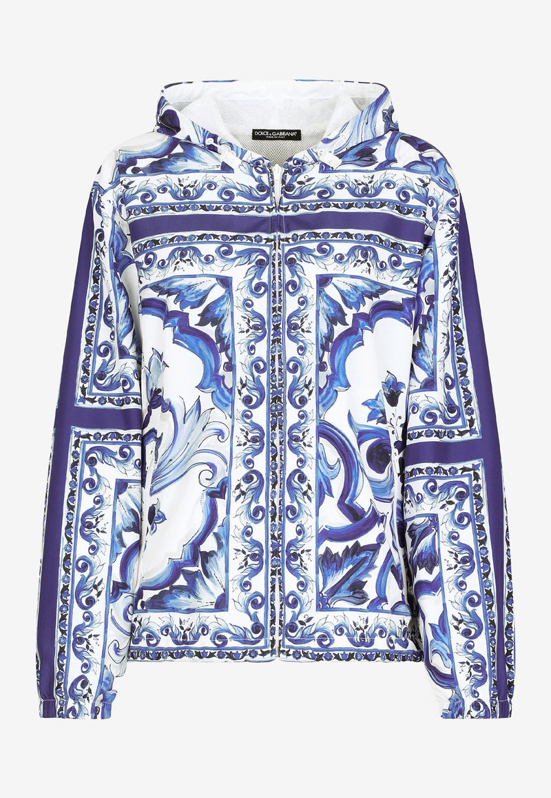 Dolce 
Gabbana Majolica Print Lightweight Jacket Blue F9O18T GDAZW S9000