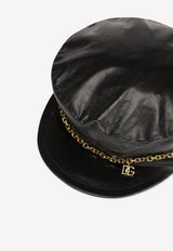 Dolce 
Gabbana Logo Chain Baker Boy Hat Black FH554Z FU6YF N0000