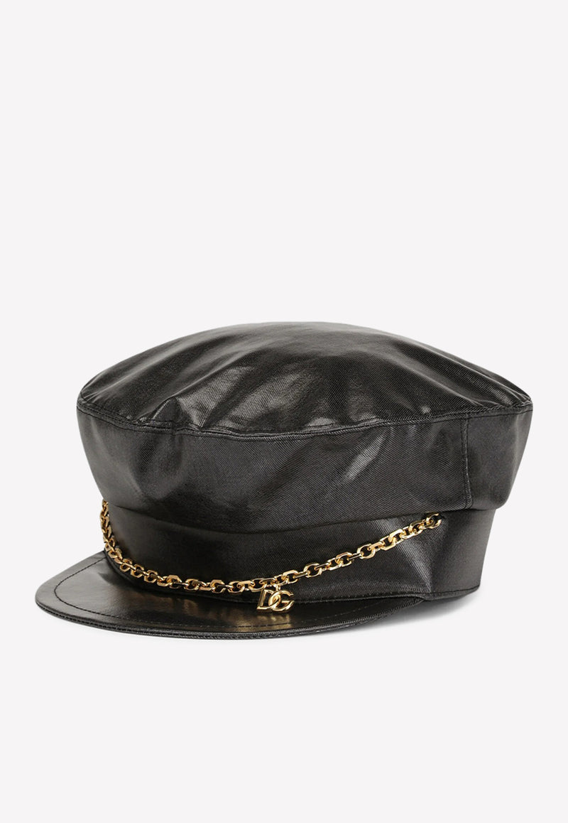 Dolce 
Gabbana Logo Chain Baker Boy Hat Black FH554Z FU6YF N0000