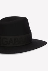 Dolce 
Gabbana Logo Fedora Hat in Lapin Felt Black FH612A GDA3K N0000