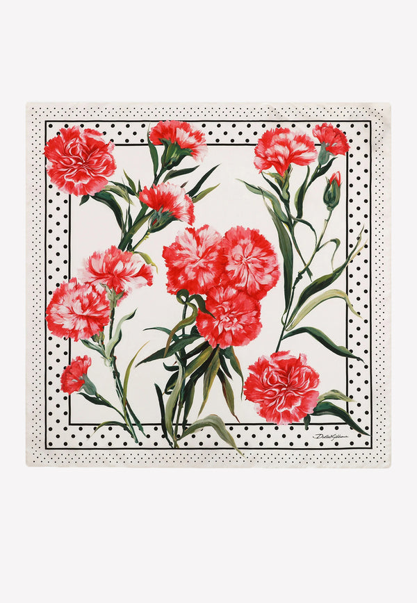 Carnation-Print Twill Silk Scarf Dolce 
Gabbana FN092R GDAWX HA3VL