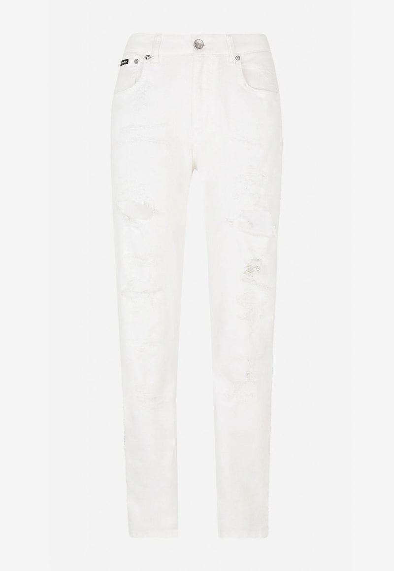 Dolce 
Gabbana Ripped Boyfriend Jeans White FTAIAD G8EY8 W0800