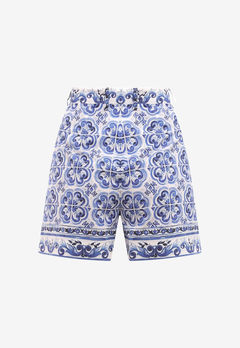 Dolce 
Gabbana Majolica Print Tailored Shorts Blue FTASXT HH5BG HA3TN